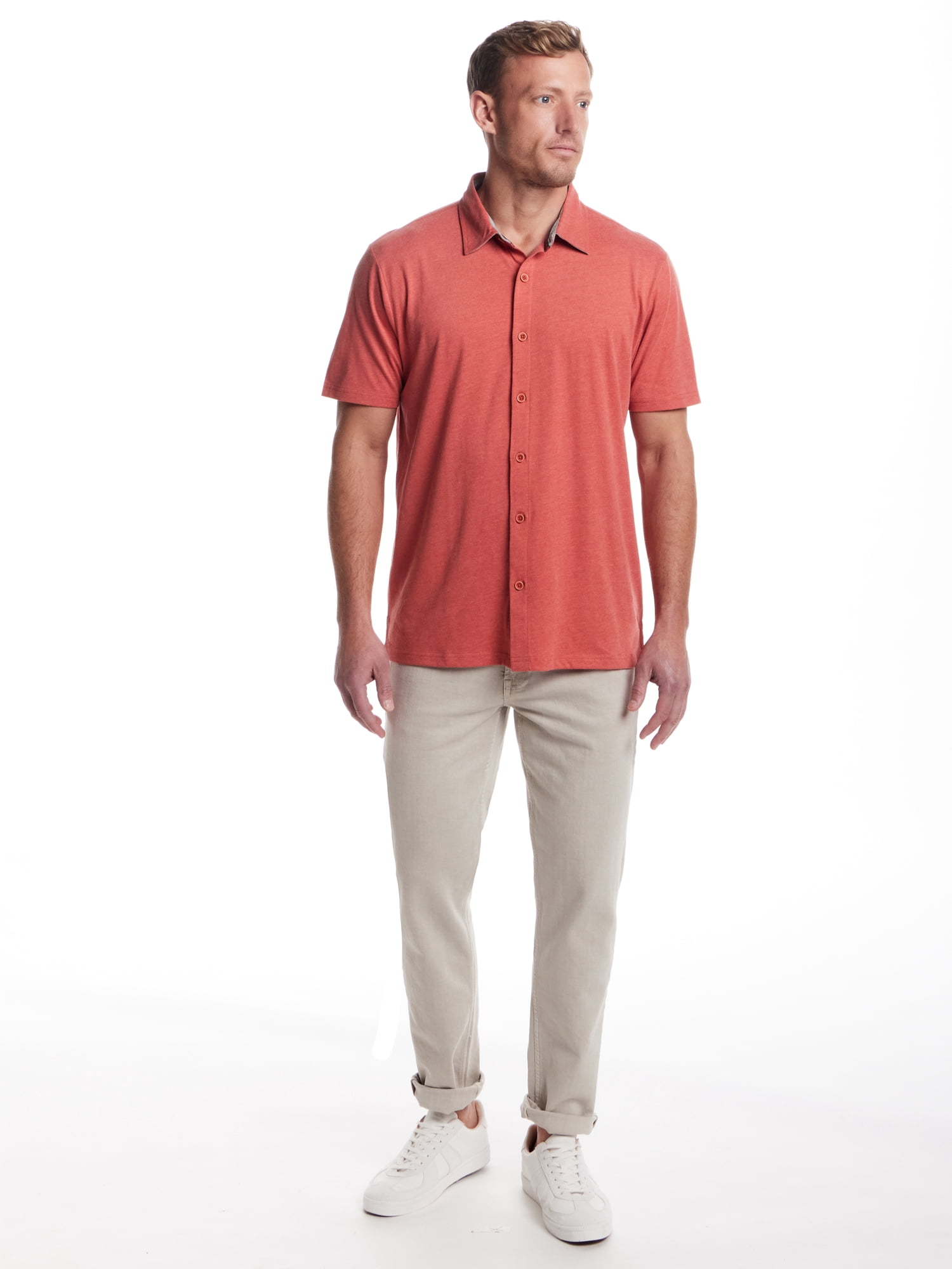 Frontier Threads Men's Sueded Jersey Coatfront Buttondown Shirt