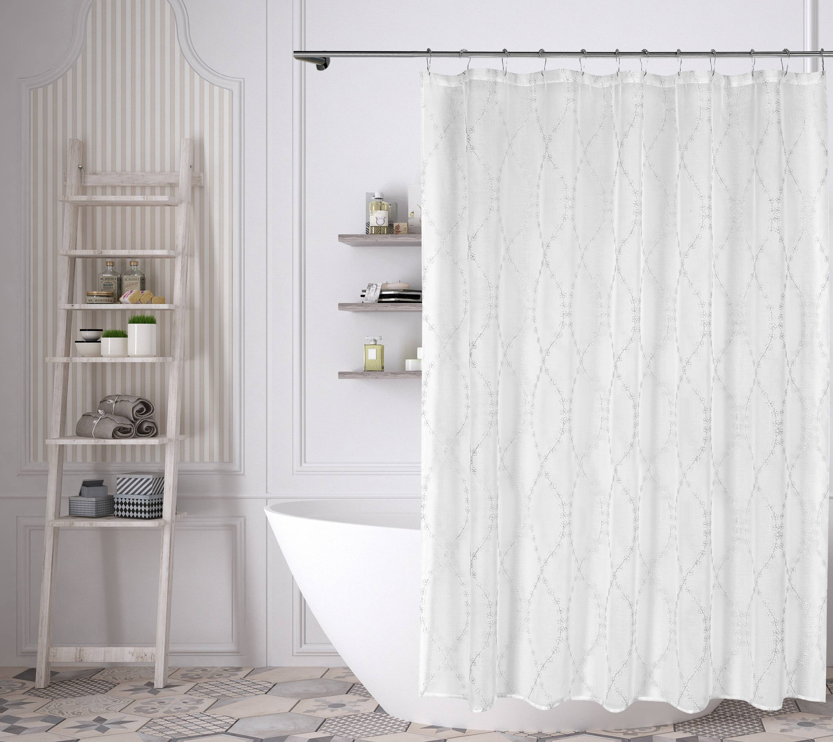 Lalit Floral Wave Embroided. Shower Curtain