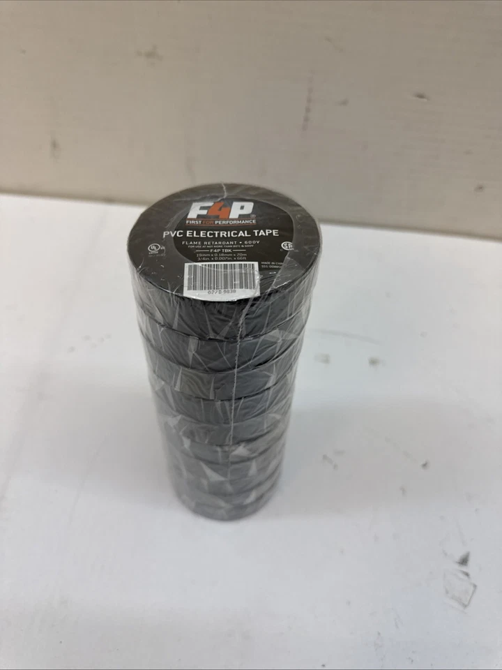 PRIME - F4P Tbk Black Pvc Electrical Tape 3/4" X 66 Ft , Vinil Tape 10Pcs