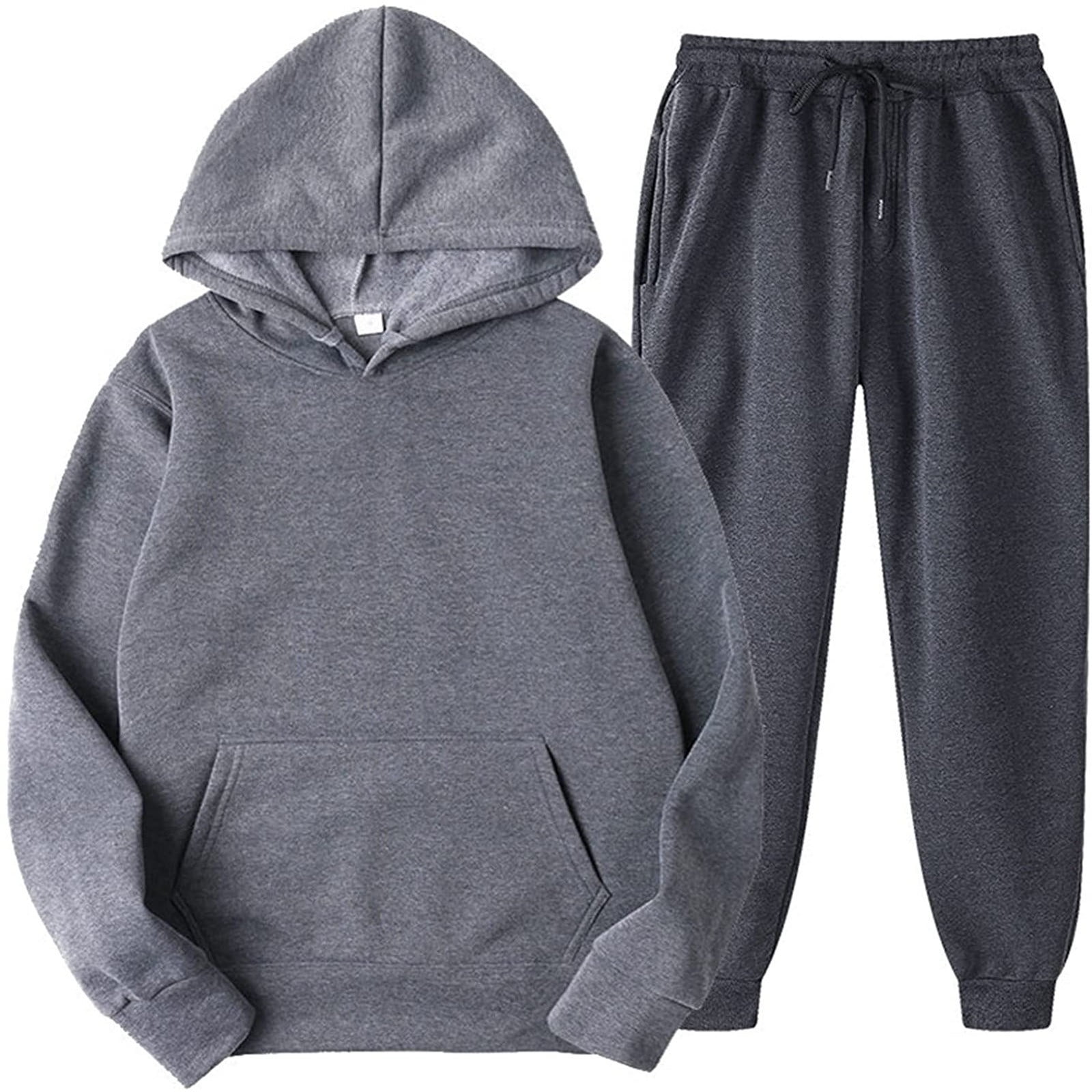 2 Piece Workout Outfits for Women Men Casual Solid Color Long Sleeve Hoodie  Sweatshirt and Sweatpants Set Sweatsuit - Walmart.com