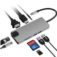 thumbnail image 5 of Concentrador USB C 9-EN-1 USB C Hub Type-C Docking Station Adaptador multipuerto con 4K HD 1080P VGA RJ45 Ethernet Puerto de carga USB 3.0 PD Lector de tarjetas de audio SD de 3,5 mm Compati 1 1, 5 of 5
