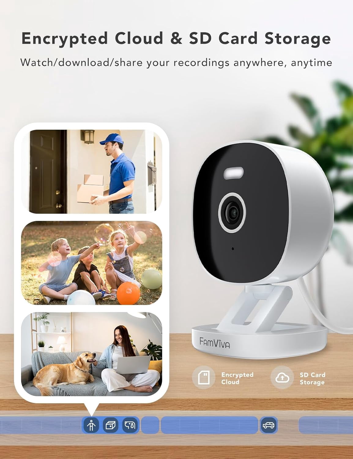 2K Wired Security Camera, Indoor/Outdoor for Home, Pet, Baby, Nanny, IP65 Waterproof Color Night Vision, White Light & Siren, Recording, Motion Detection, Works with Alexa,Plug in, White-4P