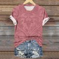 thumbnail image 6 of Cmfcve Summer Shirts for Women Round Neck Button Tunic Blouse Short Sleeves Printed Vacation Tee Shirt, 6 of 6