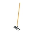 thumbnail image 2 of Almencla Garden Leaf Rake Wooden Handle Flower Bed Weeding Gathering Leaves Lawn Rake 8 Teeth 26x12x10cm, 2 of 8
