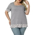 thumbnail image 2 of Plus Size Tops for Women Trendy Short Sleeve Tees Dressy Loose Fit Tunic To Wear With Leggings Grey 4X, 2 of 5