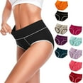 thumbnail image 2 of Jxximdong High Waist Panties for Women Solid Cotton Elastic Briefs Soft Breathable Underwear Women's Lingeries Black, 2 of 4