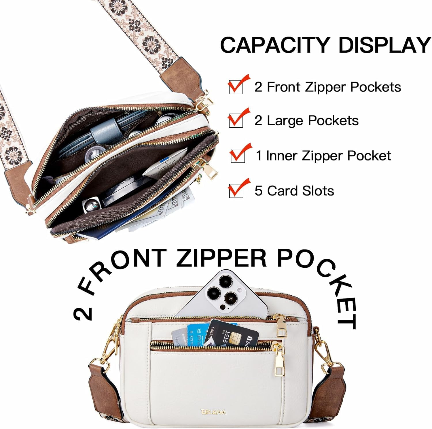 Crossbody Purse for Women Small Crossbody Bags Trendy Vegan Leather with Adjustable Shoulder Strap