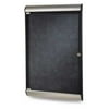 42⅛"x27¾" 1-Door Silhouette wall-mounted enclosed tempered glass bulletin board, Satin/Black Frame, Flair Fabric Twilight