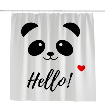 Hidove Bath Shower Curtain  Hello Panda Shower Curtain Set with 12 Shower Curtain Hooks  Bathroom Shower Curtain-66x72in