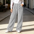 thumbnail image 2 of ZHYou No Boundarie Women's Casual Fleece Pants High Drawstring Waist Wide Leg Thick Warm Winter Loungewear Loose Sweatpants with Pockets,Gray,Size XL, 2 of 8