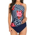 thumbnail image 2 of OKBOP Tankinis,Strapless Bikini Conservative Print Strappy Back Tankini Set Two Piece Swimdress Push Up Swimsuits for Women Summer Clearance, 2 of 9
