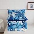 thumbnail image 5 of Manfei Cartoon Cat Full Size Comforter Sets, Hippie Spiral Stripes Bedding Comforter Set, Blue, Blue Reversible, 3-Piece, 1 Comforter and 2 Pillowcases, 5 of 7