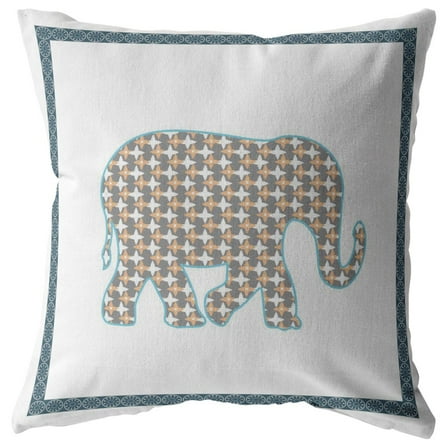 20â€ Gold White Elephant Indoor Outdoor Throw Pillow