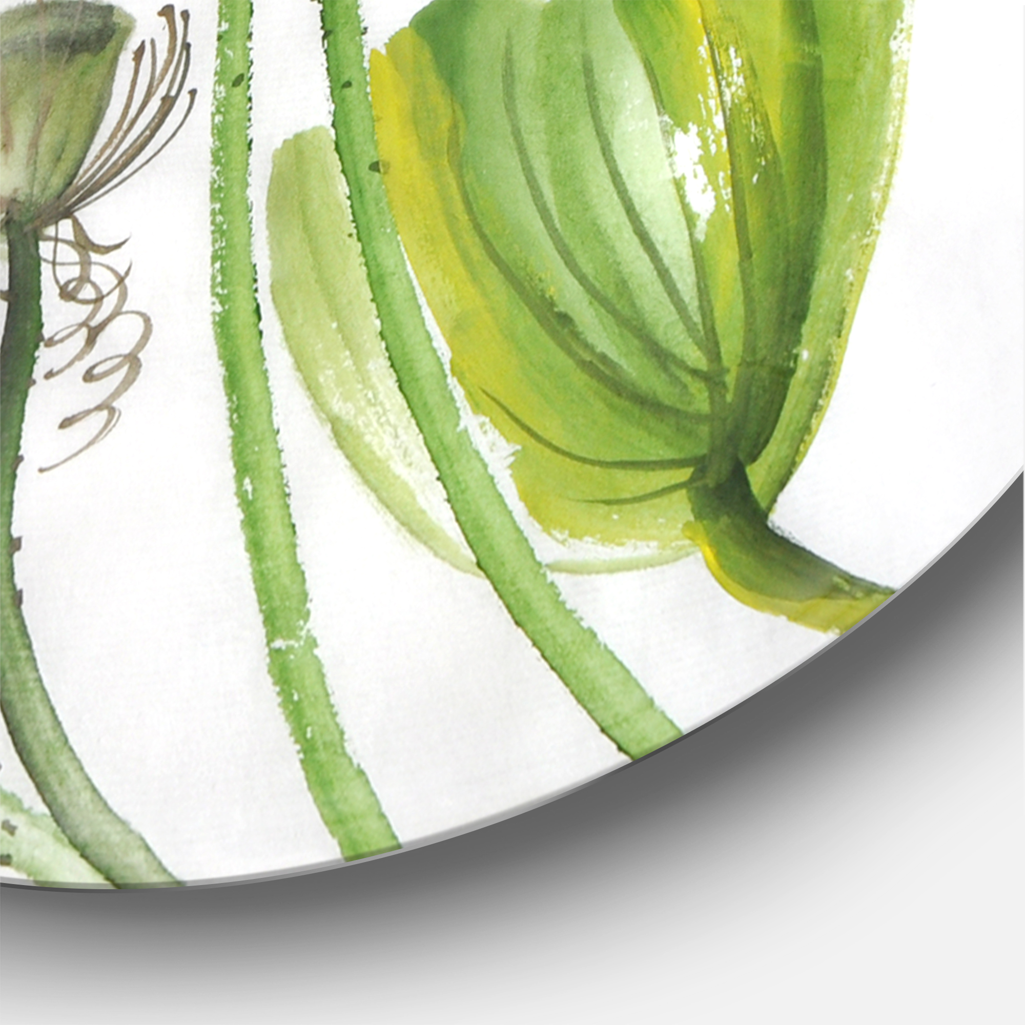 Designart 'Two Pink Lotus Flowers With Green Leaves' Traditional Circle Metal Wall Art 11x11 - Disc of 11