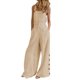 thumbnail image 1 of Moda mujer color sólido mono sin mangas bolsillo con cremallera botón suelto Casual mono mono Abanopi Beige/Medio, 1 of 7