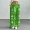 thumbnail image 2 of Women's Casual And Fashionable Greentown Printed Elastic Waist, Loose Straight Leg With Plush Pants With Rope, 2 of 2