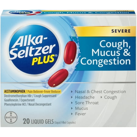 Alka-Seltzer Plus Severe Cough, Mucus and Congestion, Liquid Gels, 20 Ct