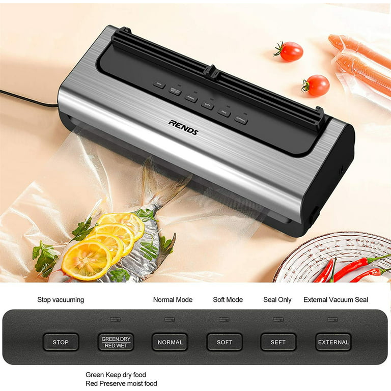 Rends Vacuum Sealer Machine, Automatic Food Sealer Built-in Air Sealing  System with Cutter and Starter Kit, Dry/Moist Model & External Suction  Design Vacuum Sealer Machine for Food Preservation 