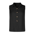 thumbnail image 3 of LSLJS Women's Womens Chemise Sans Manches Décontractée Unie à Col Rabattu, Tank Tops, 3 of 5
