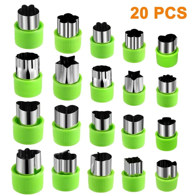 Vegetable Cutters Shapes Set 20pcs, Mini Cookie Cutters, Fruit Shape Cutters for Kids Green
