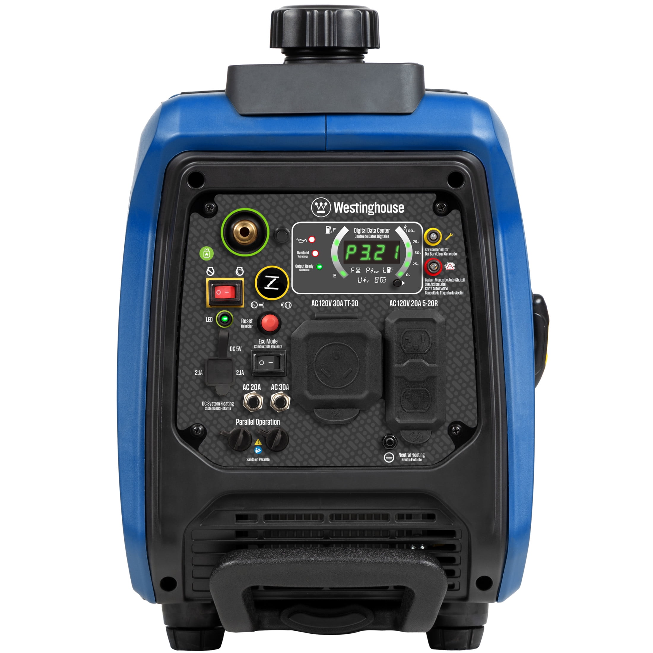 Westinghouse 4000 Peak Watt Dual Fuel Portable Inverter Generator, Recoil Start & CO Sensor