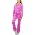 thumbnail image 3 of ToBeInStyle Women's Velour Tracksuit Zip-Up Hooded Jacket and Matching Pants, 3 of 9