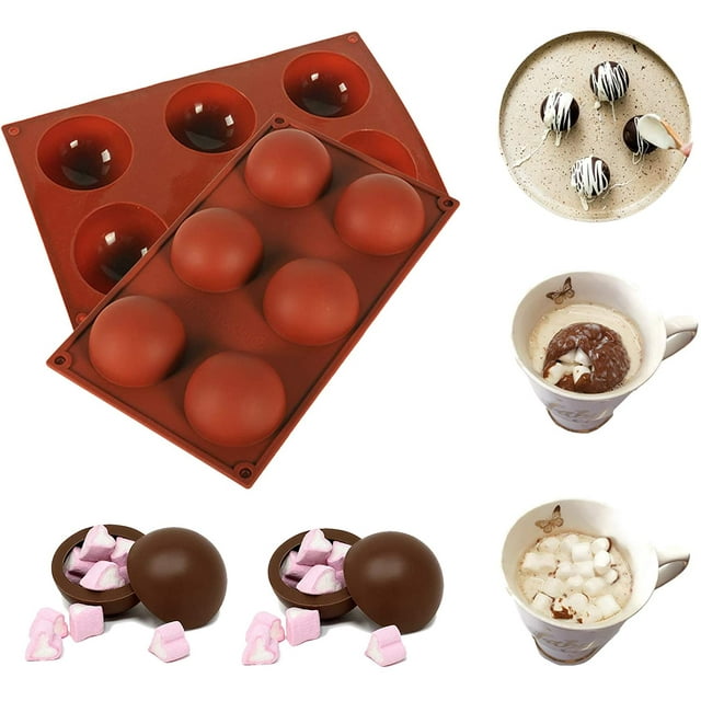 ZECATL Hot Chocolate Bomb Half Circle Baking Mold, How to Make Hot Chocolate Bomb with Marshmallows, The New Way to Enjoy the Milk (2pcs)