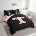 thumbnail image 3 of Manfei Personalized Initial T Bedding Comforter Set 7 Pieces for Girls, Pink Bow Tie Full Bedding Set, Watercolor Monogrammed Fitted Sheet Flat Sheet, Breathable Room Decor, 3 of 8