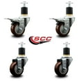 thumbnail image 2 of 3 Inch Maroon Poly Swivel 1-7/8 Inch Expanding Stem Caster Set 2 Brakes, 2 of 2