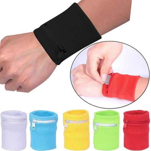 blocloalo Sports Safety Sports Wristbands Wallet Pouch Zipper Workout Wallet Gym Wrist Bags Breathable Pocket Sweatband Wrist Wallet For Running Cycling Sports Keys Storage
