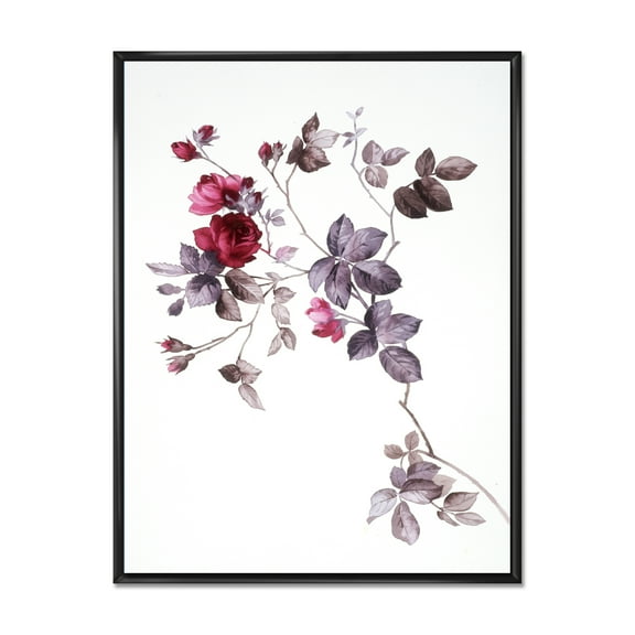 Designart 'Purple Wildflowers On White II' Traditional Framed Canvas Wall Art Print