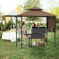thumbnail image 4 of GVN Patio Garden Pergola, Pergola Canopy,13 x 5 Feet Grill Gazebo with Dual Side Awnings and 2 Shelves Adjustable Shadow-Coffee, 4 of 10