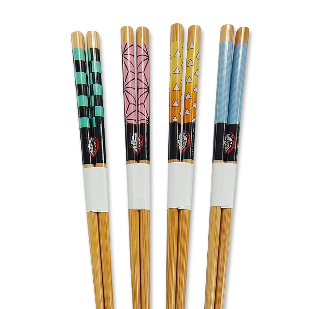 Official Licensed Demon Slayer 4 Sets of Chopsticks with Nezuko,Tanjuro, Zenitsu, and Inosuke