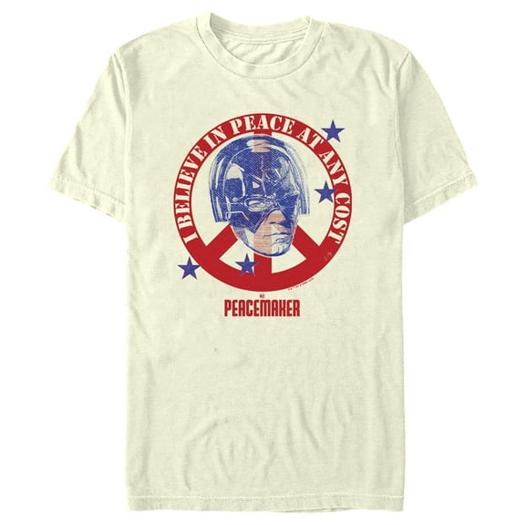 Men's Peacemaker I Believe in Peace at Any Cost  Graphic Tee Beige 2X Large