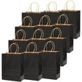 thumbnail image 4 of Large Kraft Paper Bags with Handles 13"x10"x5" 32 pcs Gift Paper Bag Black Solid Color Bags（Large Size）, 4 of 12