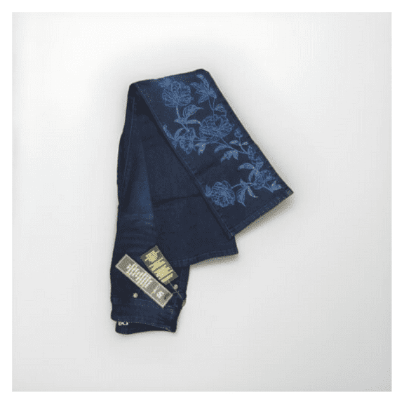 DG2 by Diane Gilman Stretch Denim Embroidered Crop Bootcut Jean - Indigo- XXST