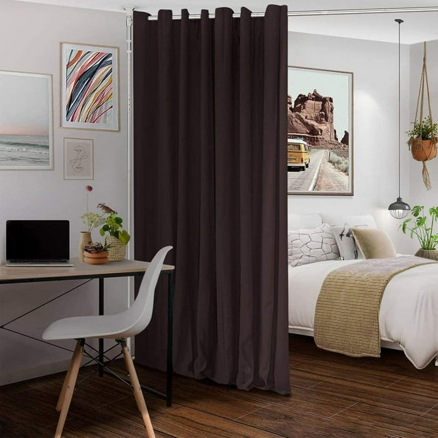 Tringle à Rideaux Séparateur de Pièce FLY HAWK, Sans Perçage Tringle à Rideaux Extensible, Sans Dommage, extension Maximale 70 à 125 Pouces (Argent)