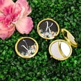 thumbnail image 2 of Koyal Wholesale Gold Compact Mirror Bridesmaid's Wedding Gift, Peach Flower Florals on Chalkboard, Monogram Letter V, 2 of 5