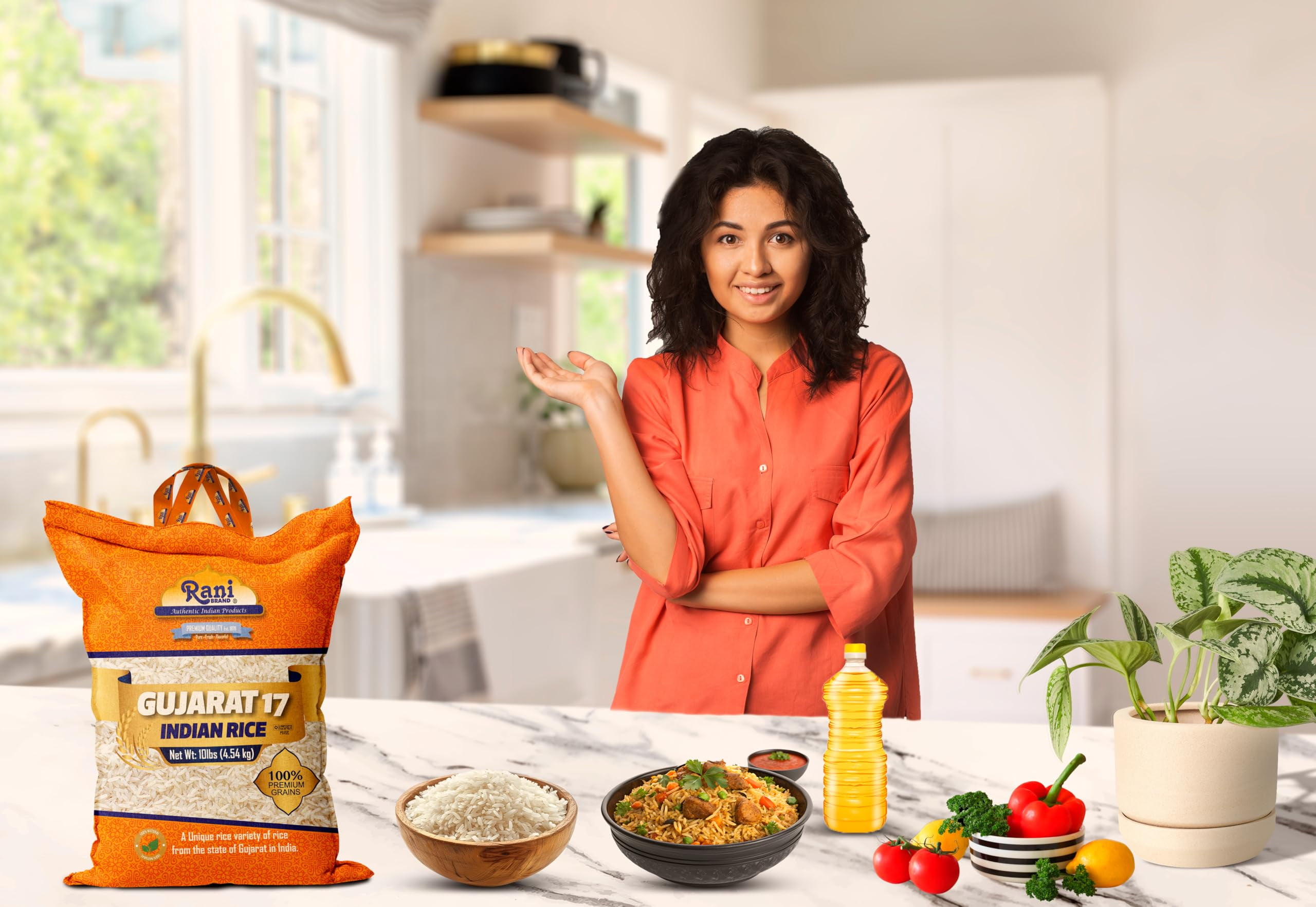 Rani Gujarat 17 Indian Rice 160oz (10lbs) 4.54kg Cloth Bag ~ All Natural | Gluten Friendly | Vegan | Kosher | Export Quality | Indian Origin
