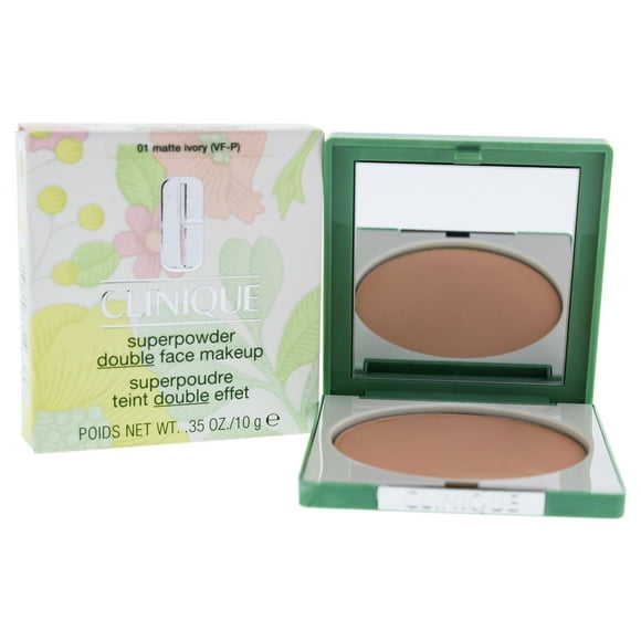 Clinique Super Powder Double Face Makeup for Dry Combination, No. 01 Matte Ivory (Vf-P), 0.35 Ounce, W-C-5659