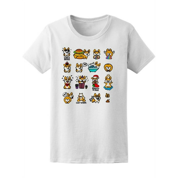 Corgi Dog Reactions Kawaii Style T-Shirt Women -Image by Shutterstock, Female Medium