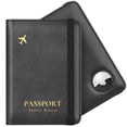 thumbnail image 1 of Funda para pasaporte Stouchi AirTag con RFID, piel sintética, color negro, 1 of 7