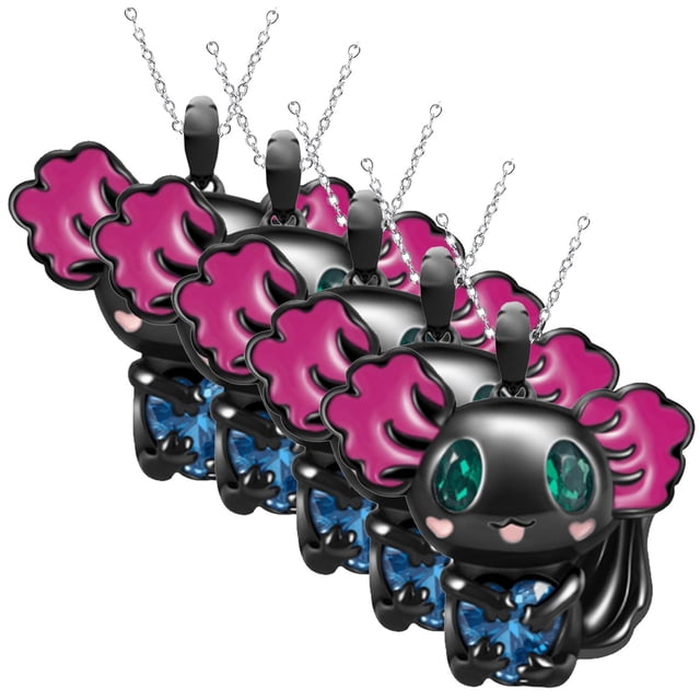 Colgantes de Ajolote Corazón High Monaco AxolotlNeck02 5 Pzas Negro/Azul Metal