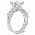 thumbnail image 2 of 2.66 ct Princess Cut Real Genuine Natural Diamond VS1-VS2 I-J 18K White Gold Engagement Wedding Bridal Set Designer Ring bW/ Set size 6.5, 2 of 7
