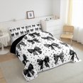thumbnail image 3 of Homewish Teens Girls Female Cartoon Bowknot Full Size Comforter Sets 3-Piece,Black White Bedding Comforter Set,Starry Sky Lightweight Bedding Sets,Breathable Home Decor,Reversible, 3 of 8