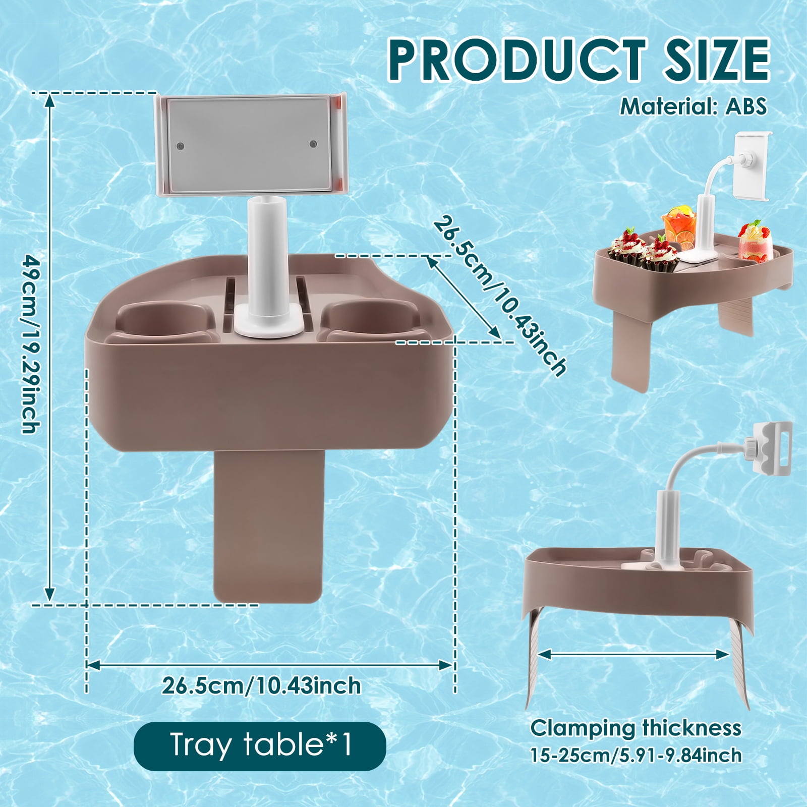 NUAHRHY Hot Tub Tray 3 In 1 Multifunctional Table with Cup Holder and Phone Holder Spas Caddy Drink Tray for Most Inflatable Hot Tub Spas Above Ground Pools