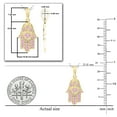 thumbnail image 2 of Dazzlingrock Collection Round Pink Sapphire Hamsa Hand Double Heart Dainty Pendant for Women with 18 Inch Silver Chain (Color Pink, Clarity Highly Included) in 10K Yellow Gold, 2 of 3
