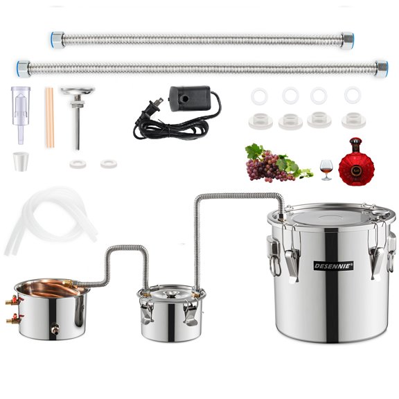 Stainless Steel 5 Gal 3 Pots Water Distiller Copper Tube With Thumper Keg Circulating Pump Build-in Thermometer