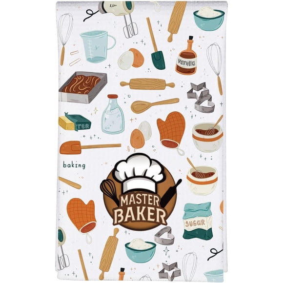 MBMSO Baking Kitchen Towel Baking Chef Gifts for Master Bakers Bake Themed Gift for Baking Lover Bread Cake Baking Hand Towel (M Baker TW)