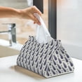 thumbnail image 5 of Goofa Blue Leaves Pattern Triangle Square Tissue Box Cover, Modern PVC Leathe Facial Paper Holder,Decorative Holder/Organizer for Bathroom Vanity Countertop, 5 of 9